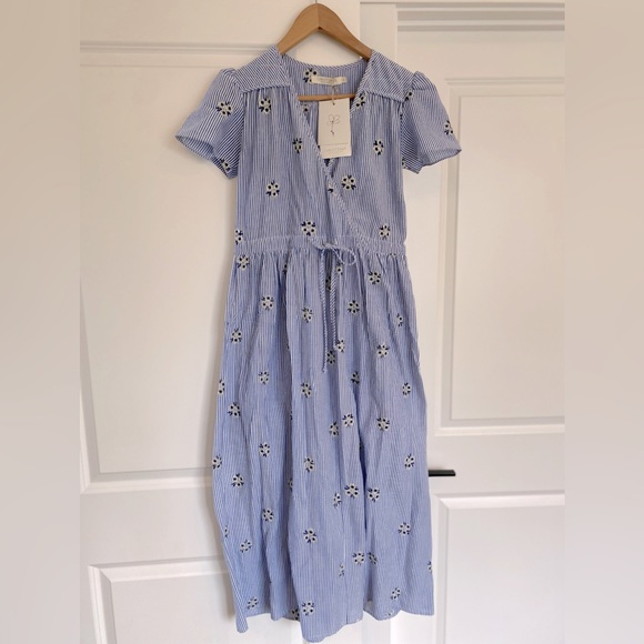 🚨 S O L D 🚨 NWT Christy Dawn Stripe Blossom Embroidered floral dress - Picture 3 of 16